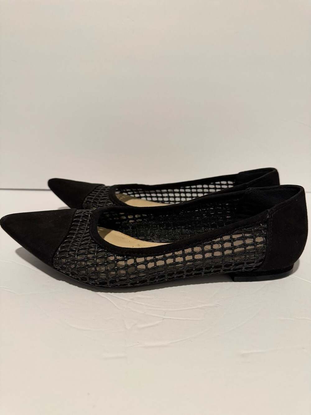 Jessica Simpson Mandayss Black Mesh Suede Pointed Toe Flats - Picture 4 of 6